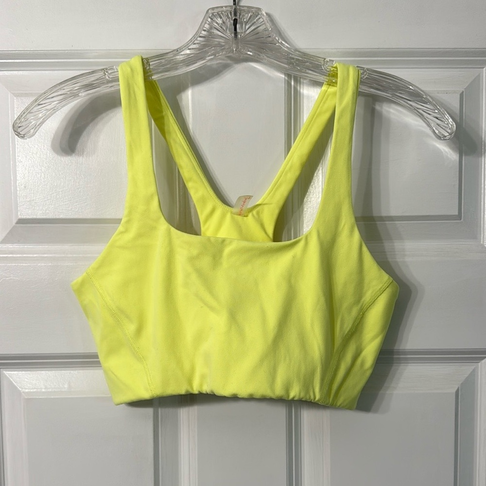 Free People Movement Never Better Square Sports Bra Neon Yellow Small